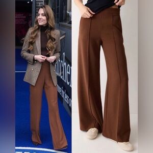 Brown Wide-Leg Women's Pants